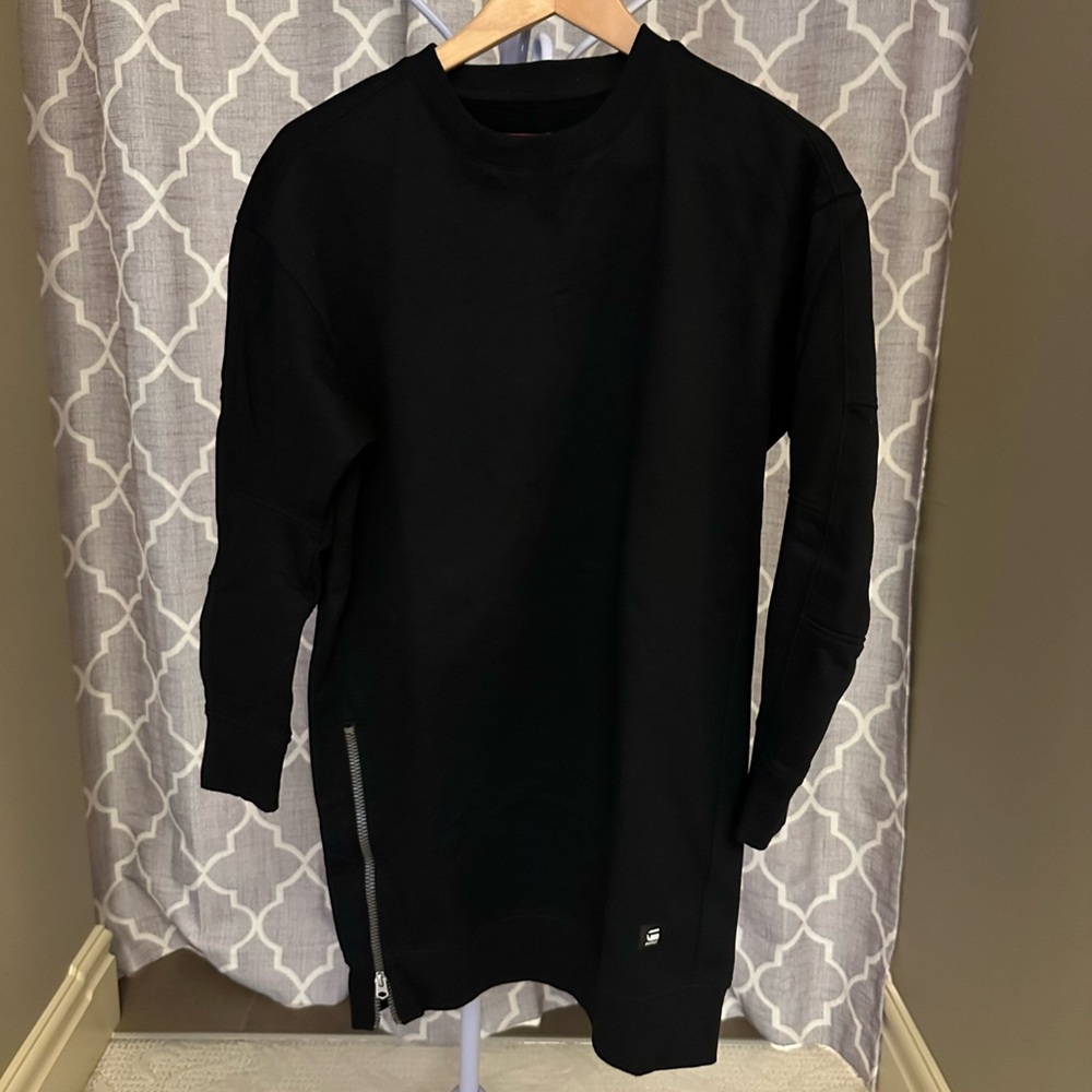 New G-Star Black Long Sweatshirt with Zipper Detail